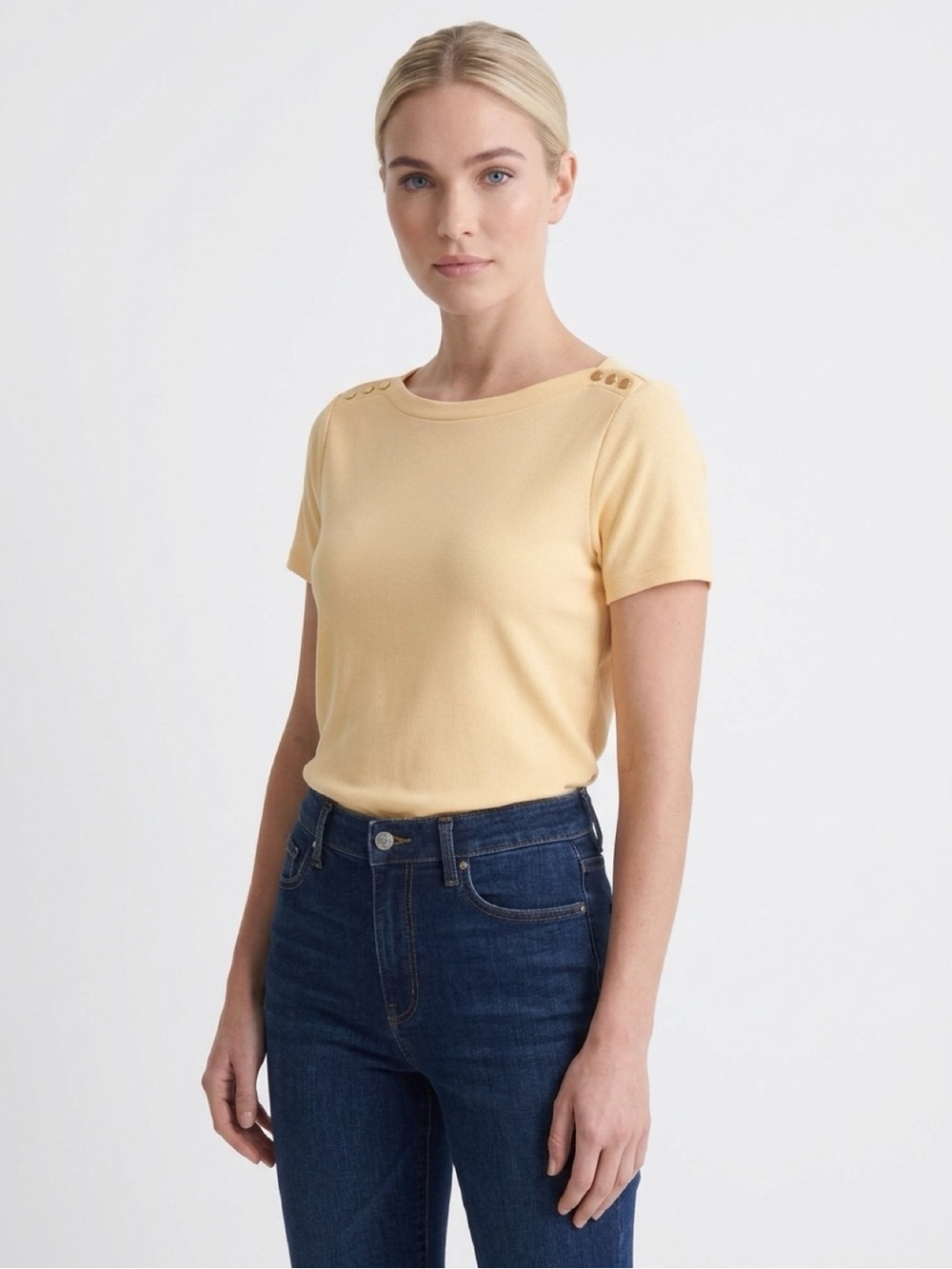 Liz Claiborne Peach Short Sleeve Top with Shoulder Studs